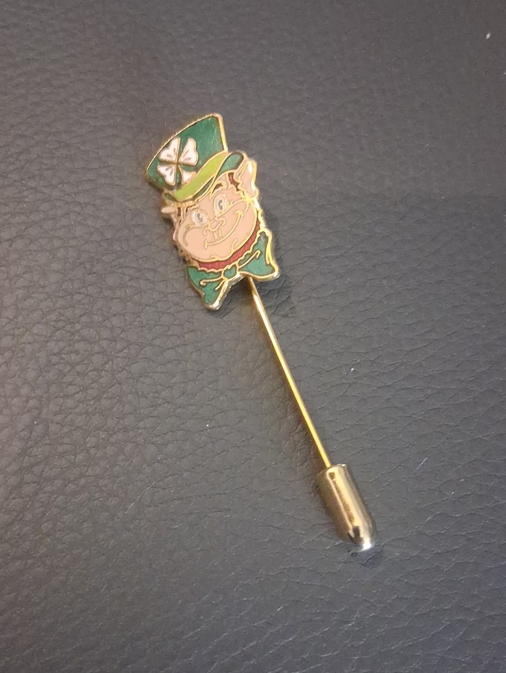 Green Leprechaun Enamel Stick Pin - Festive Accessory
